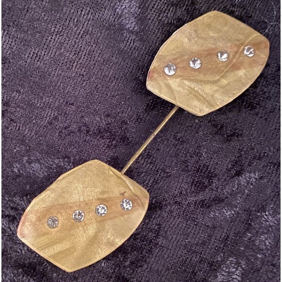 Vintage Hat Pin 30s Art Deco Celluloid w/ Rhinestones Unique Adornment Brooch - Picture 1 of 7